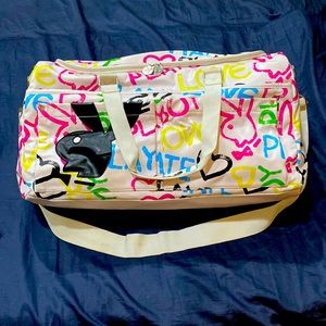 Playboy y2k duffel bag white graffiti